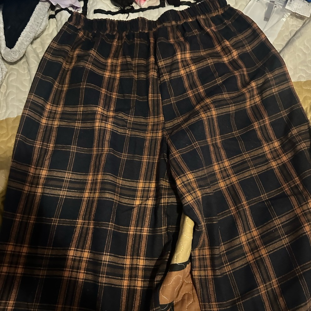 SHEIN Black/Brown and Blue/White Plaid Pajama Pants